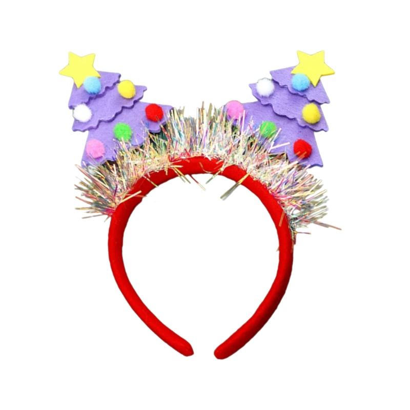Saisonaler Spaß mit grünem Stoff Weihnachtsbaum Stirnband Einfach zu tragendes Stirnband Ornament für Kinder und Erwachsene Partykostüme