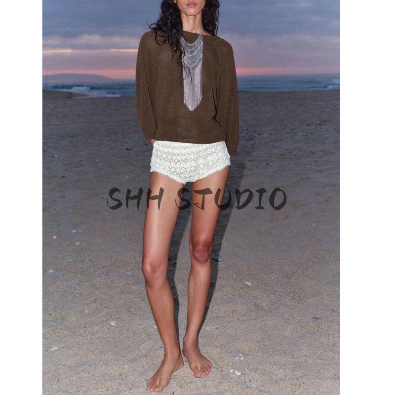 Autumn New Women's Clothing French Laziness Minimalist Wide Sleeve round Neck Vacation Style Casual Sweater 5536021