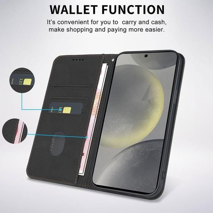 Coque de protection - BOOLING - Samsung Galaxy S24 Plus - Noir - Motif de Treillis - 2 Verres Trempés