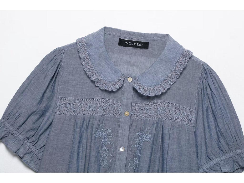 Spring 2025 Floral Embroidered Shirt - Women's European & American Style Fashion