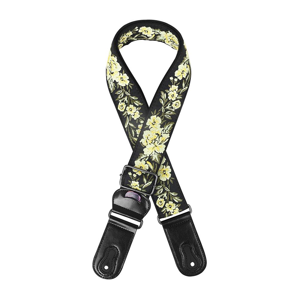 Guitar Shoulder Strap Ukulele Strap Guitar Strap For Electric Guitar Bass Folk Embroidered Floral Strap For Women Men Performance Live Show