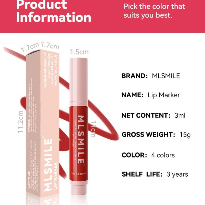 MLSMILE non-stick cup lipstick matte natural easy to color lip glaze waterproof marker lip liner