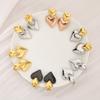 18K Gold Plated Stainless Steel Double Heart Earrings Luxury Hypoallergenic Smooth Love Drop Earrings Women