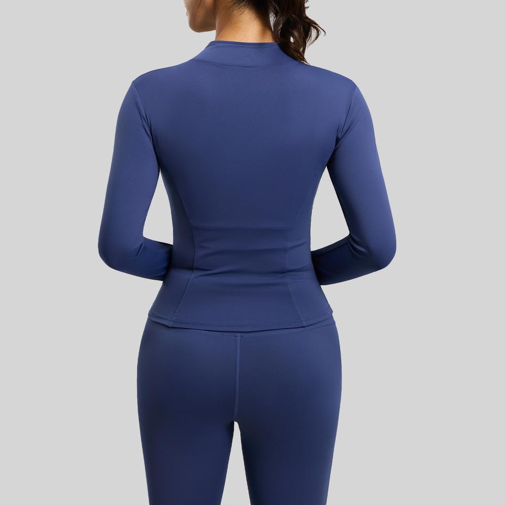 Solid Color Basic Yoga Jacket Nude Tight Breathable Stand-Up Collar Sports Fitness Top Women