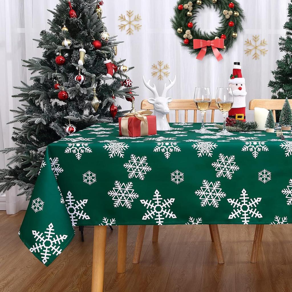 Merry Christmas Snowflakes Print Tablecloth For Table Decoration Winter Holiday Kitchen Dining Table Cloth Christmas Decorations