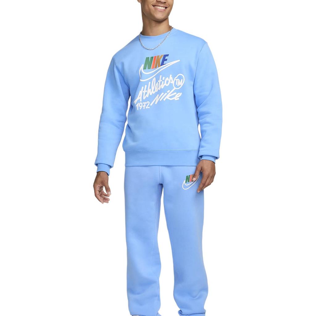 Nike Letter Print Crew Neck Straight Long Sleeve Sweatshirt Men sweatshirt University-Blue FZ0812-412