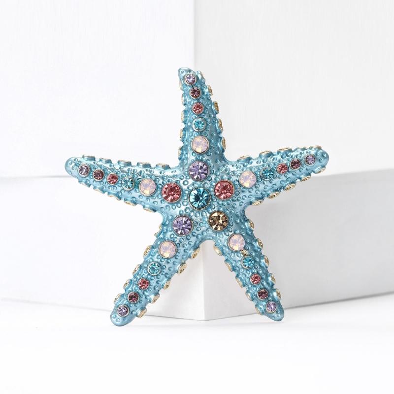 Crystals Starfish Brooch Pin For Women Versatile Fashion Jewelry Gift Party Everyday Wear