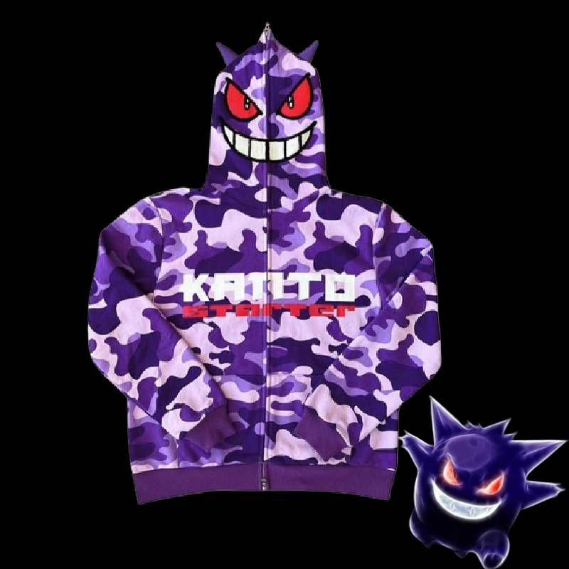 Giacca con cappuccio e zip Gengar Pokémon alla moda per l'autunno