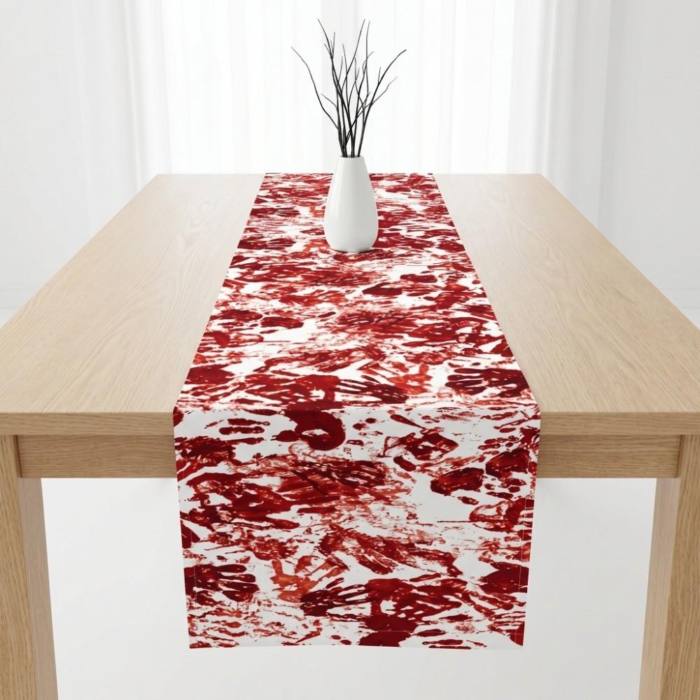 Bloody Halloween Decorative Tablecloth Handprint Table Cover Scary Placemat Halloween Party