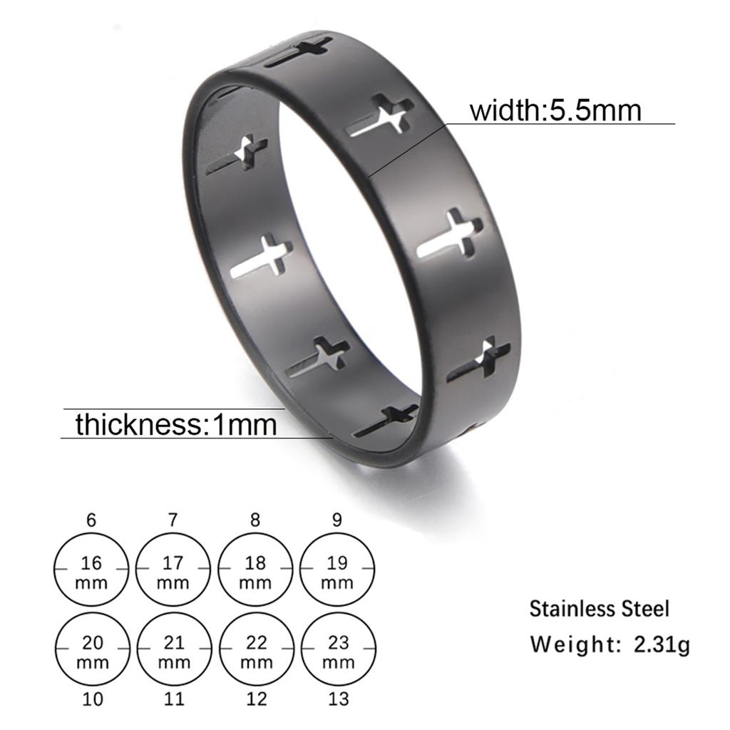 Classic Christian Cross Rings for Women Men Stainless Steel Jesus Supernatural Protection Amulet Jewelry Party Gifts