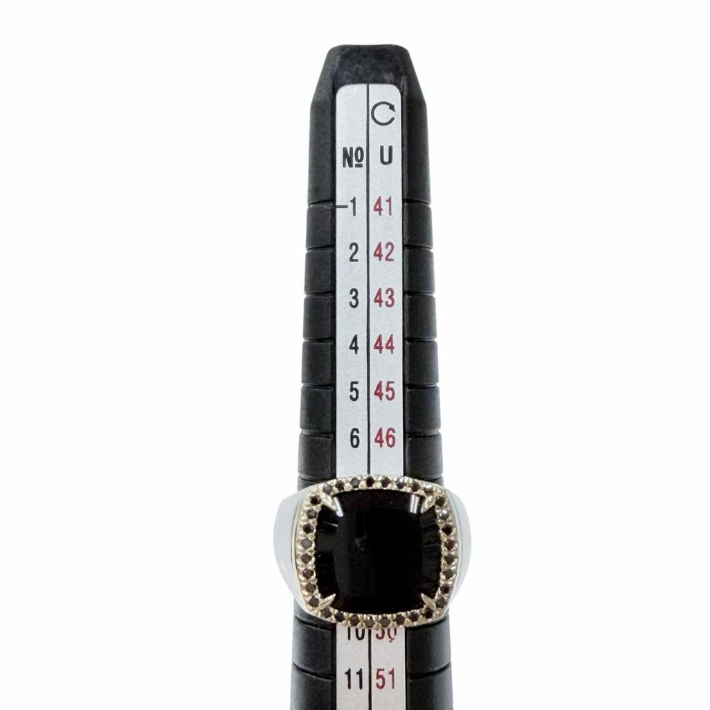 Excelente Anel TOM WOOD anel Anel de Maio Ônix Preto Diamante Prata 925 masculino 48 Usado