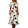 Fashionable Women's Summer V-neck Short Sleeved Retro Floral Print Beach Dress