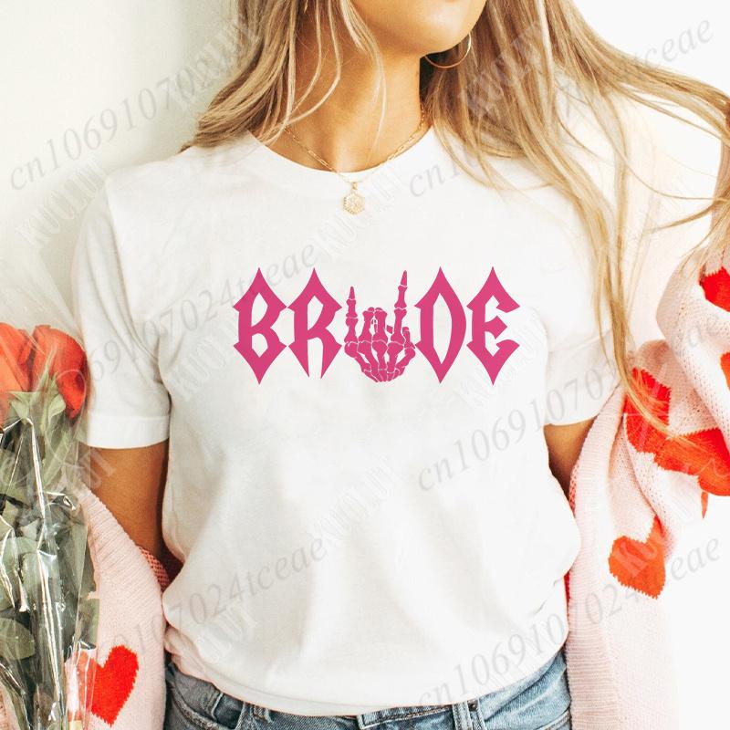 

Bridal Shower Tshirt Skeleton Fingers Team Bride Hen Party Shirt for Women Bachelorette Party Tops Bridesmaid Wedding Tees S