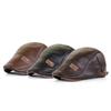 Vintage Men PU Leather Beret Autumn Winter Visor Flat Cap Thicken Warm Hat Berets England Newsboy Caps Outdoor Sports Golf Hat
