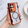 Contrast Color Armor Magnetic Lens Holder Stand Case For Samsung Galaxy S25 Edge S24 Ultra Plus For Magsafe Transparent Cover