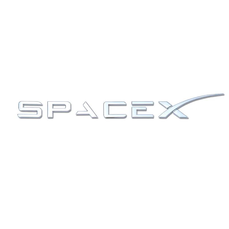 3D Chrome Red Black Logo Space X Emblem Letters Car Trunk Badge Decal For Tesla Model Y Model 3 Space X Sticker Accessories