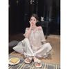 1011 Summer New French Ice Silk Pajamas for Women, Sweet Princess Style, High-End Satin Thin Loungewear Set