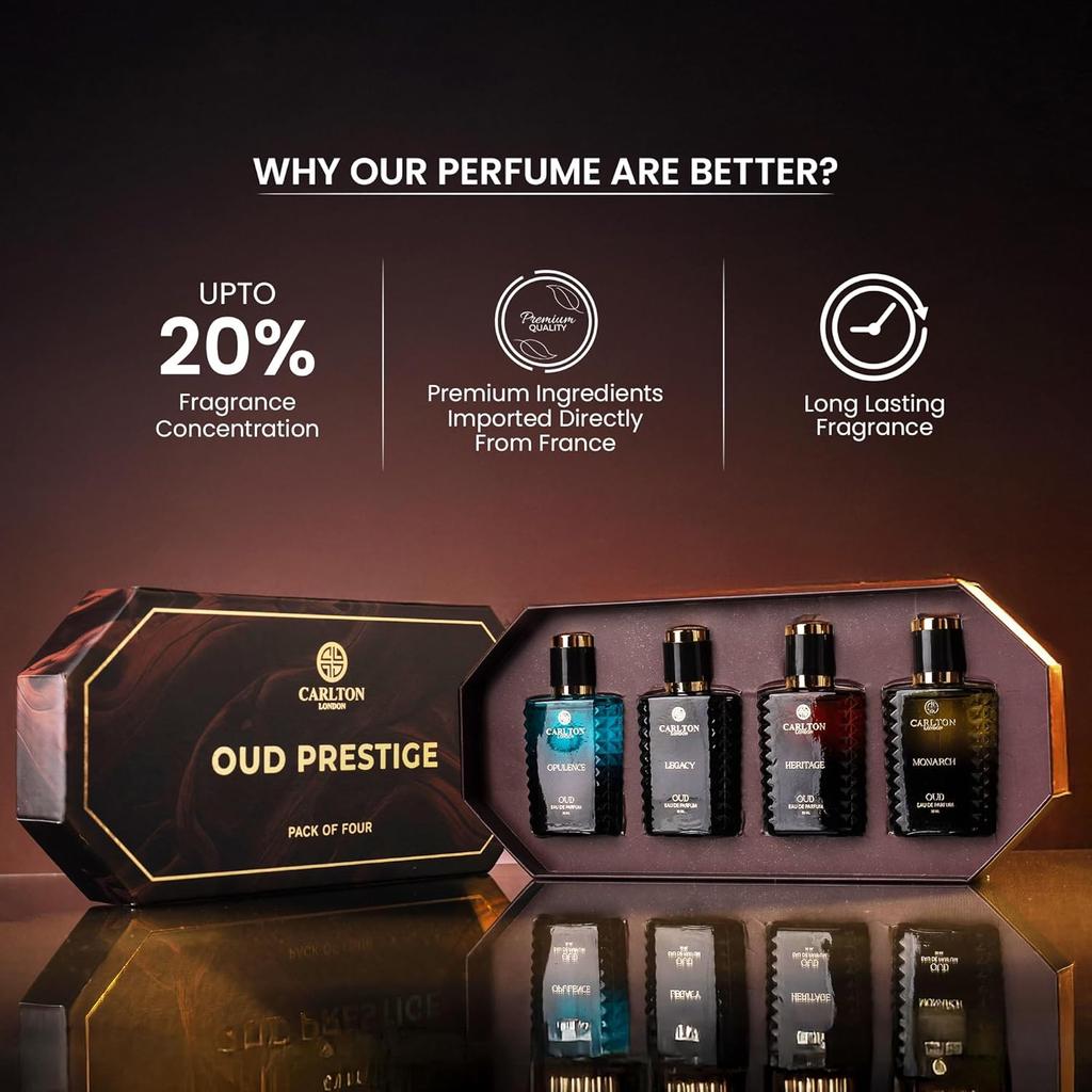 Carlton London Oud Prestige Gift Set of 4-30ml each | long lasting oud perfume set for man | luxury perfume for men