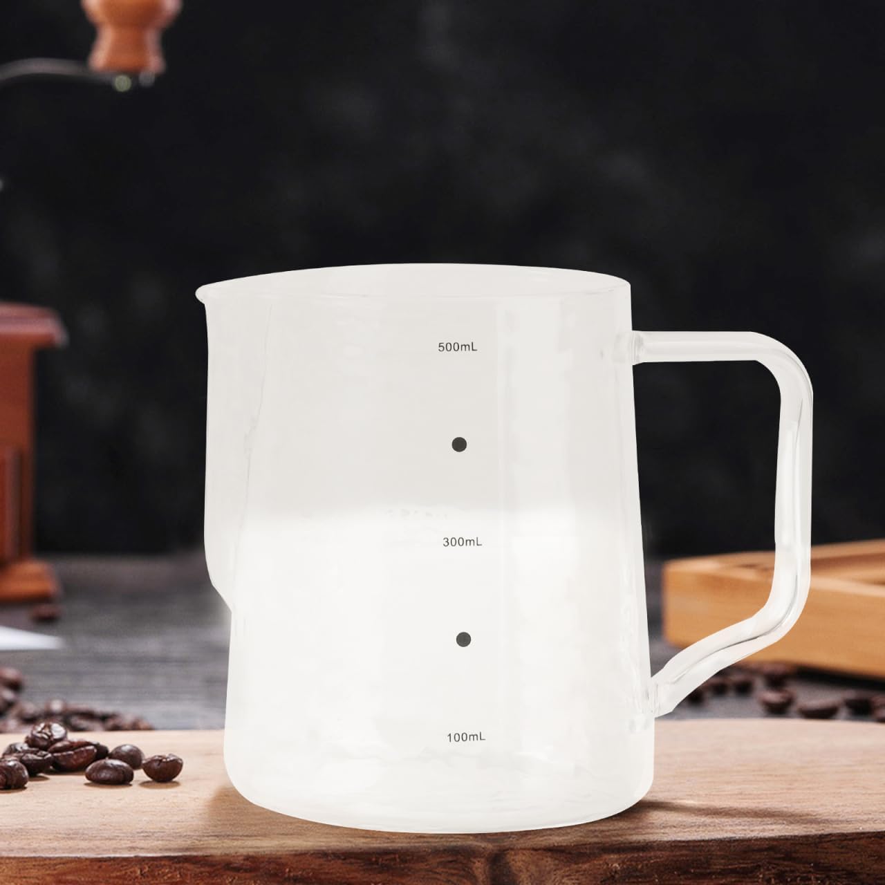 jojofuny Coffee Milk Frothing Pitcher Glass Measuring Cups Mixing Glass Mug with Handle 500ml for Espresso Steaming Measure Latte Art Measuring Cup