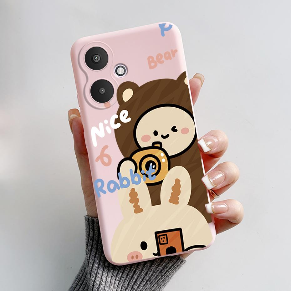For Xiaomi Redmi 13C 4G 5G Phone Cases Back Cover Cute Rabbit Panda Soft Silicone Protective Matte Bumper For Redmi 13 C Fundas