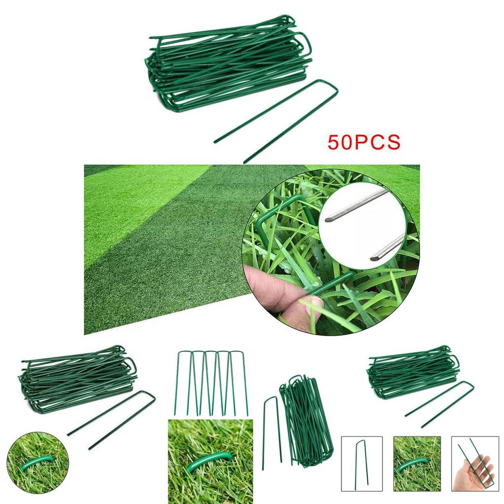 Heavy Duty Green Galvanised Turf Nails Steel Ushaped Garden Ground Pegs For Lawn And Garden Cover Fixing