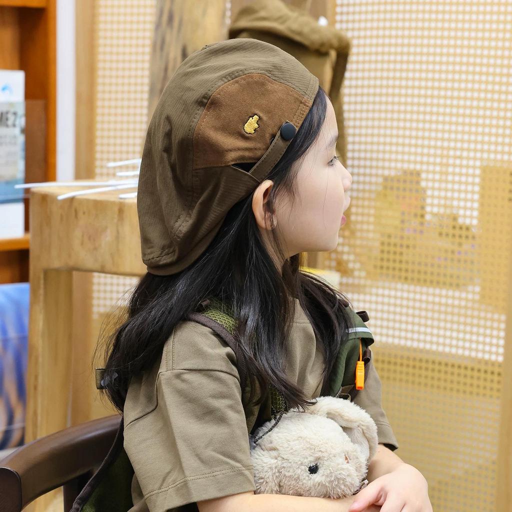 Girls' Summer Retro Japanese Style Hippopotamus Beret - Lightweight Kids' Sun Protection Hat