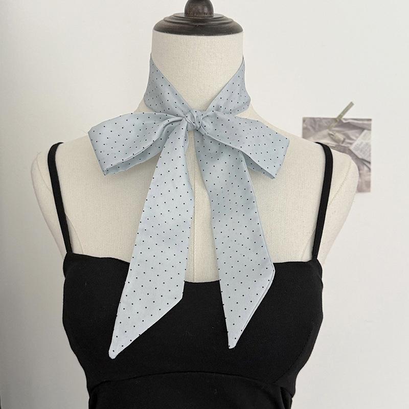 New Luxury Narrow Dot Print Short Silk Scarf for Woman Skinny Scarves Hair Band Lady Bag Tie Handle Ribbon Kerchief Hair Strip