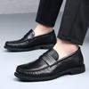 Mens Genuine Leather Loafer Slip-On Shoes Round Toe Comfortable Business Casual Dress Shoe