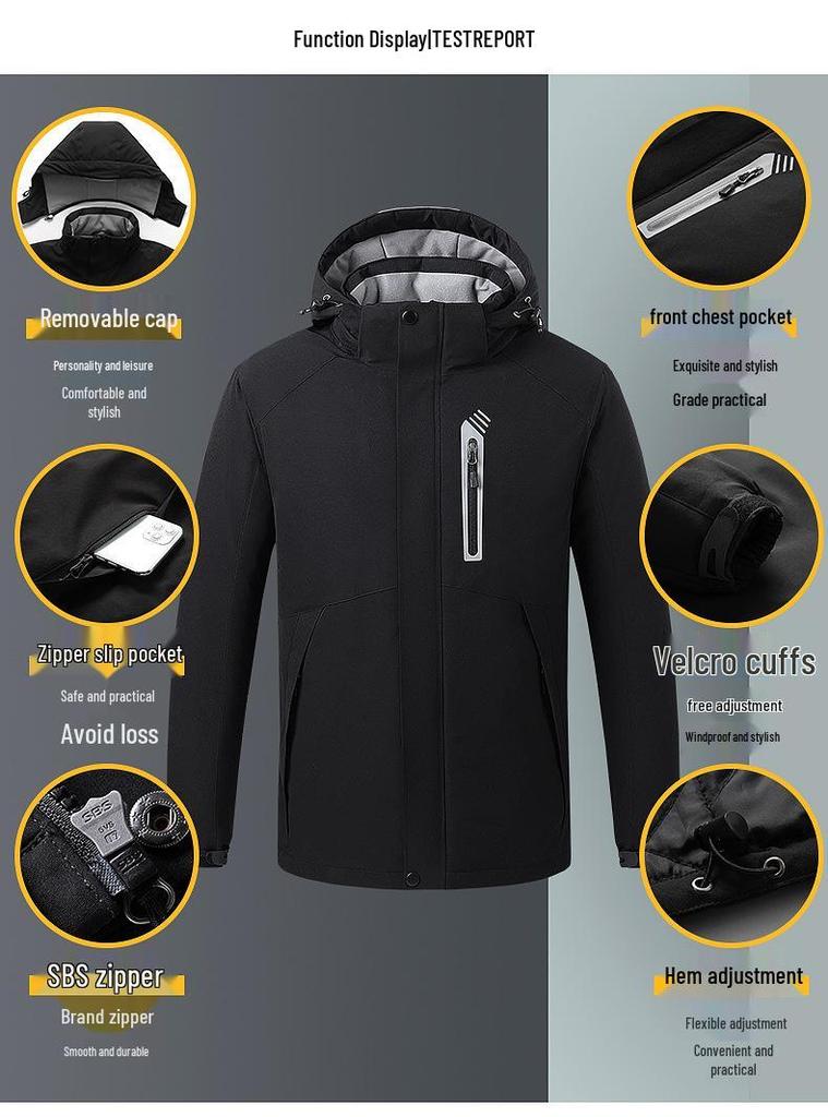 Heated Winter Cotton Jacket - Men's Outdoor Fashion, Mountaineering, Plush Velvet, Cold Protection, Thickened Heating Apparel