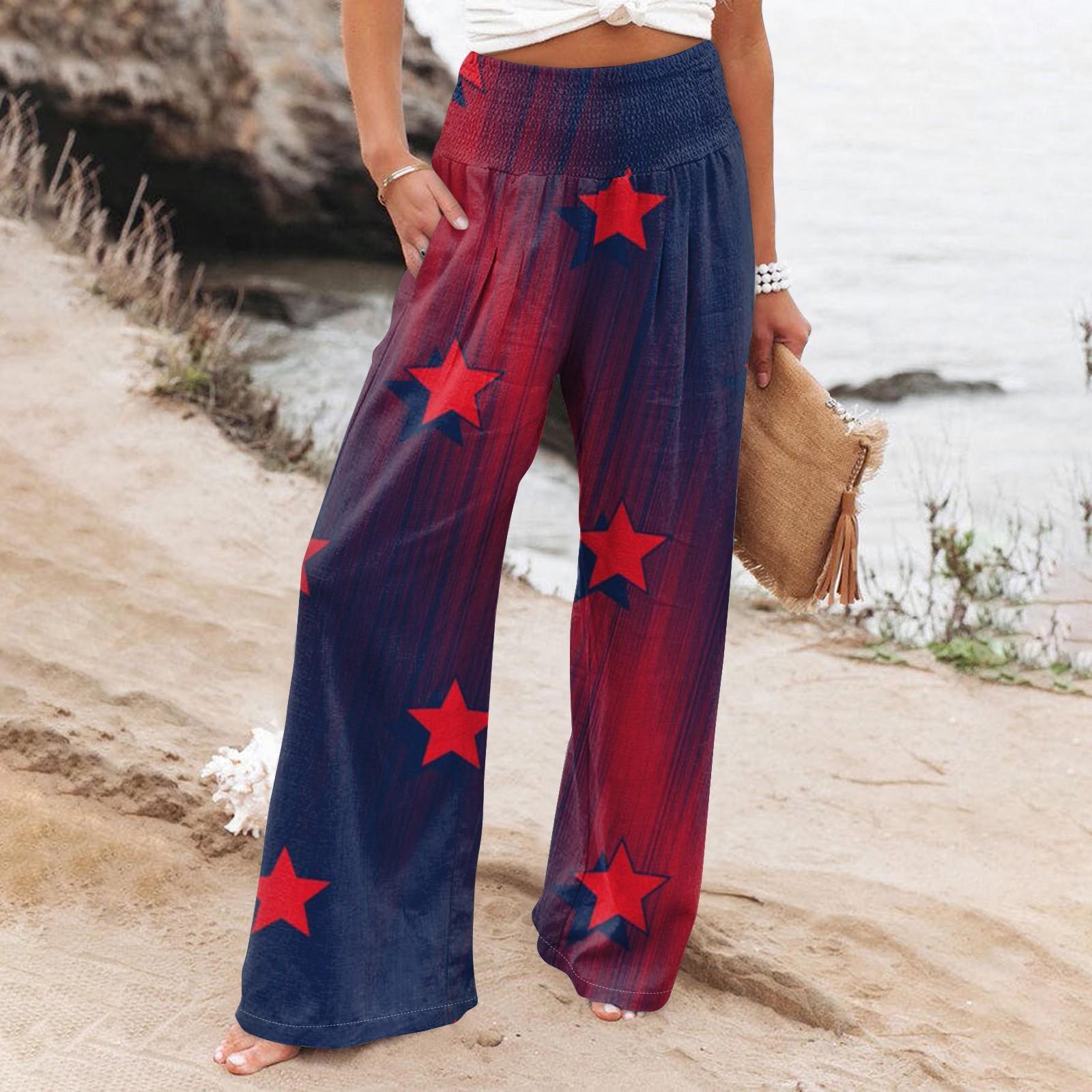 

Женские прямые брюки, женские брюки с эластичной резинкой на талии, свободные повседневные брюки с принтом и карманами L