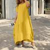 Summer Fashion Women V Neck Loose Cotton Linen Dress Oversized Long Maxi Dress Short Sleeve Female S-5XL