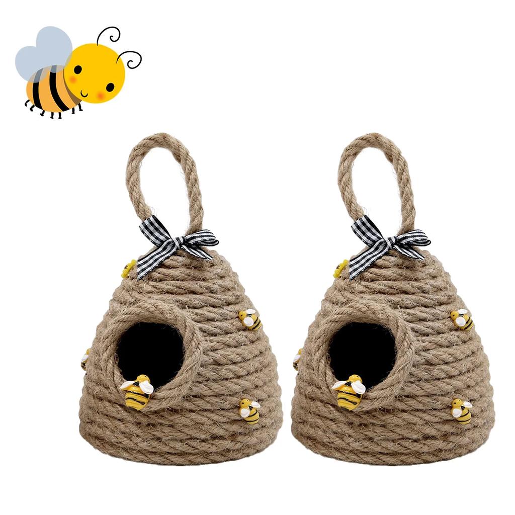 4/1 Pcs Honeycomb decoration jute hanging tiered tray decoration cute handmade honeycomb bee theme party ornaments shelf garden