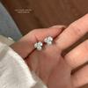 S925 Sterling Silver Clover Stud Earrings, Dainty Fresh Fashion Floral Jewelry for Women