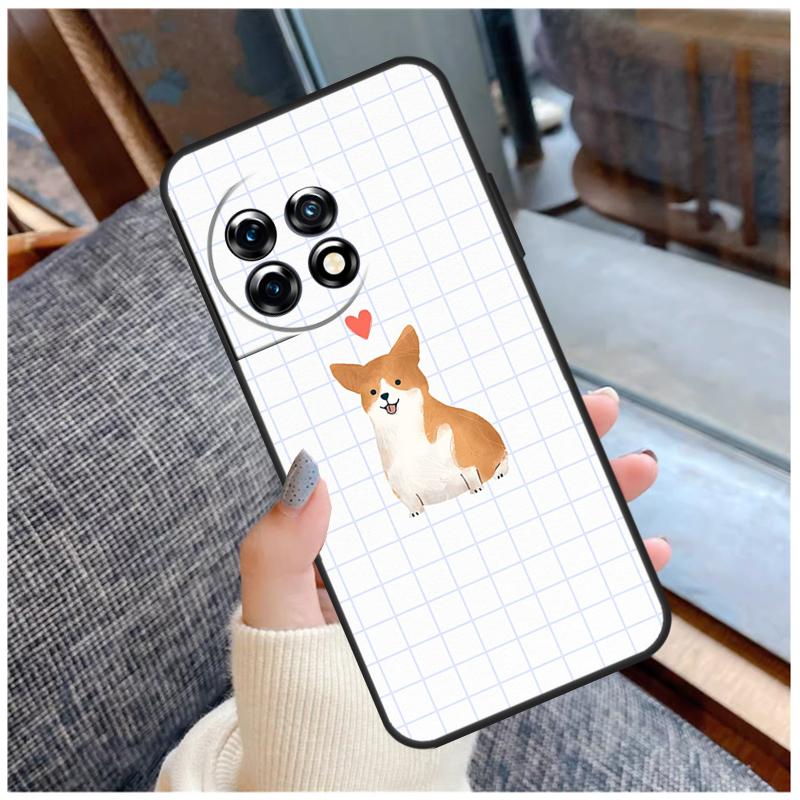 Cartoon Corgi Case For OnePlus 13 15 13R 13T 12 12R 11 9 10 Pro 10T 8T Nord 5 CE 2 3 4 Lite N20 N30 Coque