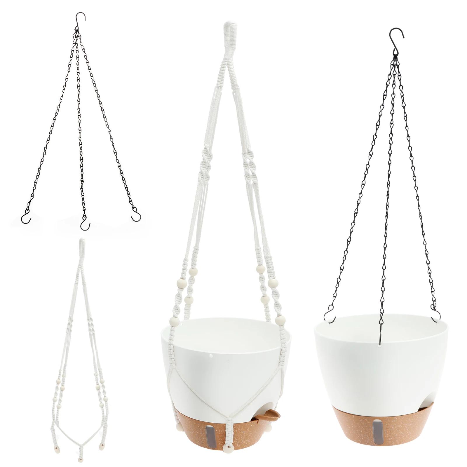 2Pcs Self Watering Plant Pots Plastic Automatic Watering Hanging Flower Pots with Drainage Hole for Indoor Outdoor Decoration