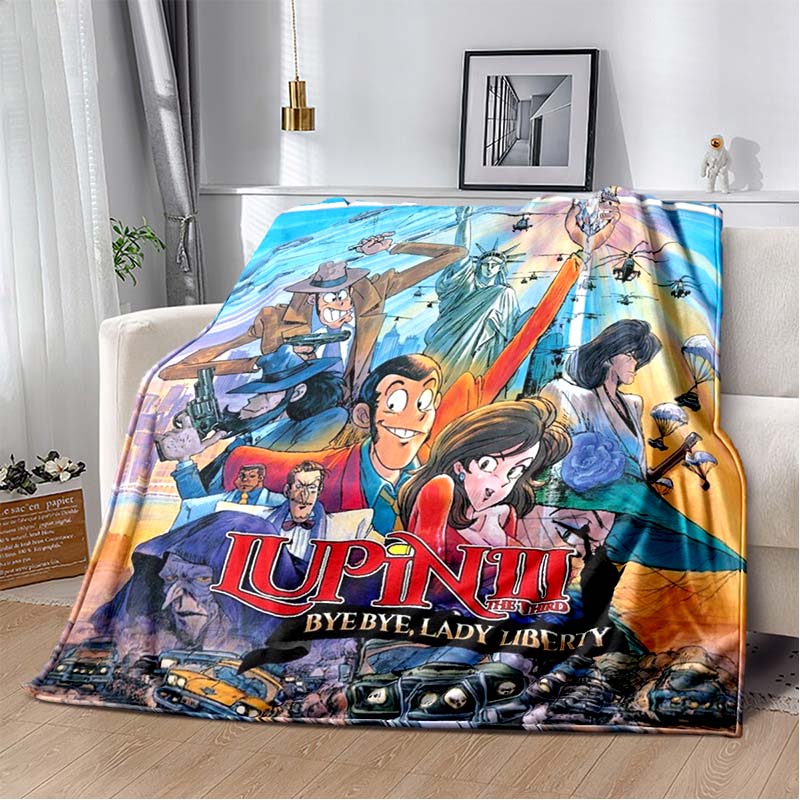 Lupin III Napoleon's Dictionary Anime Print Soft Flannel Throw Blanket Lightweight Warm Sofa Couch Bed Home Decor Cover