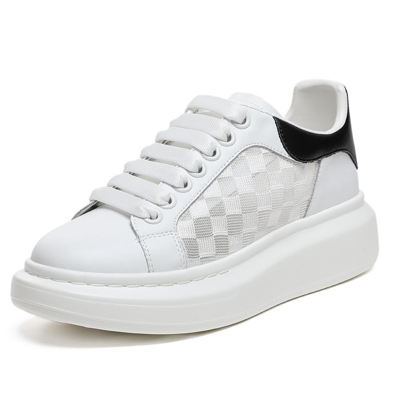 Scarpe da donna in pelle estive nuove traspiranti versatili platform scarpe a rete scarpe sportive da studente suola platform aumentano l'altezza