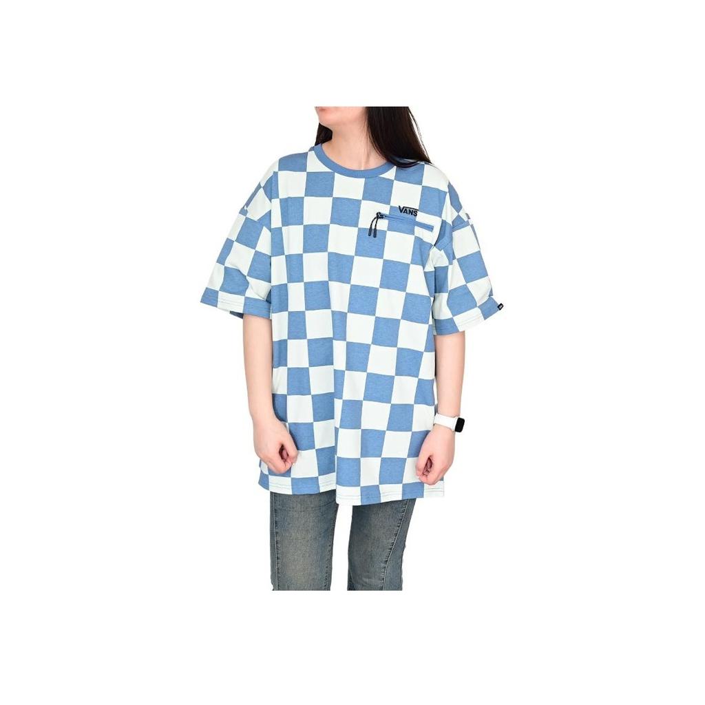 Vans Color Block Logo Comfortable Crew Neck Short Sleeve T-Shirt Men Tops Blue Checkered VN000GR8CSC