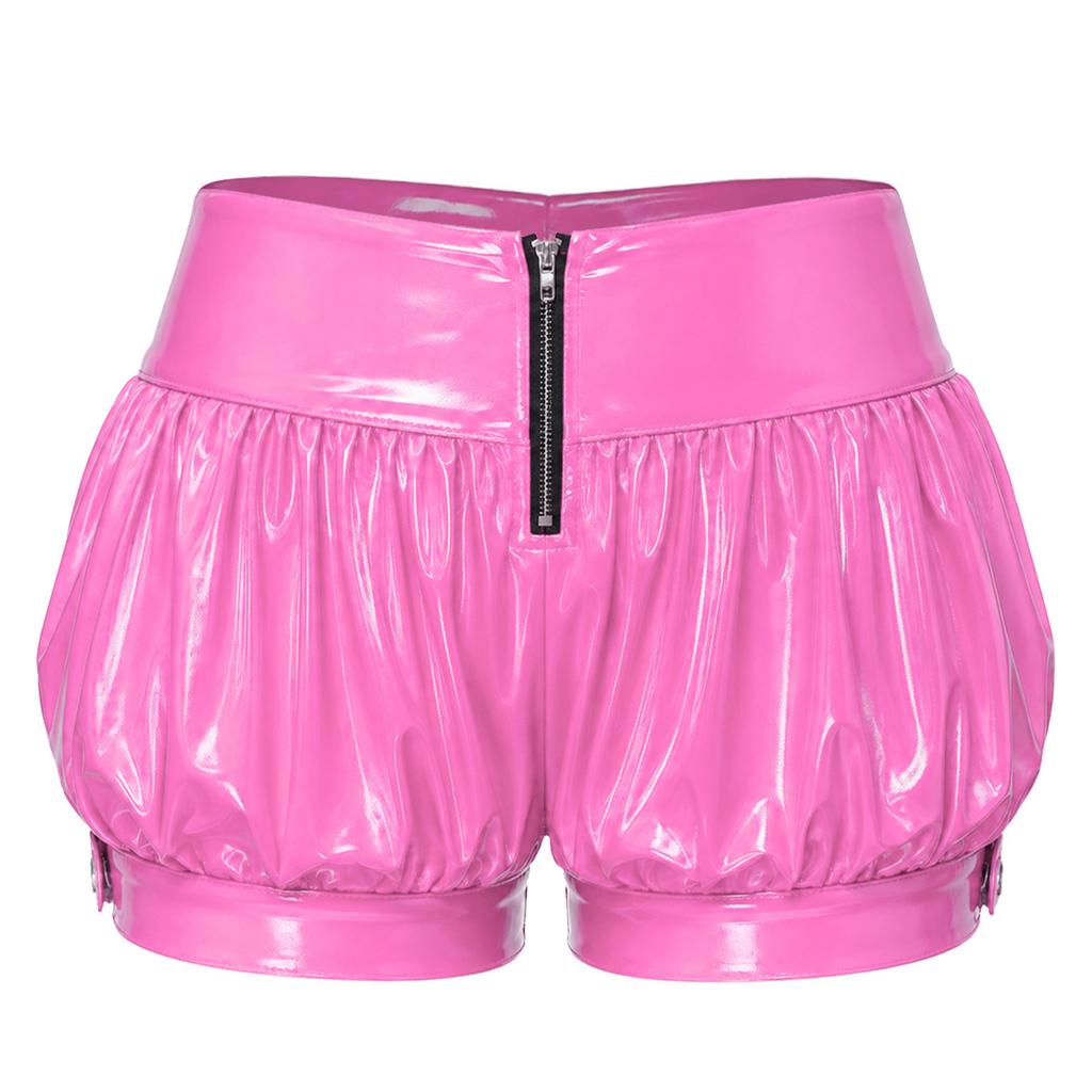 Womens Patent Leather Bubble Shorts