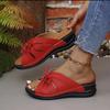 2024  Women's Wedge Slippers Summer New Open Toe Bow Comfortable Thick Bottom Wedge Beach Shoes Casual Sandals