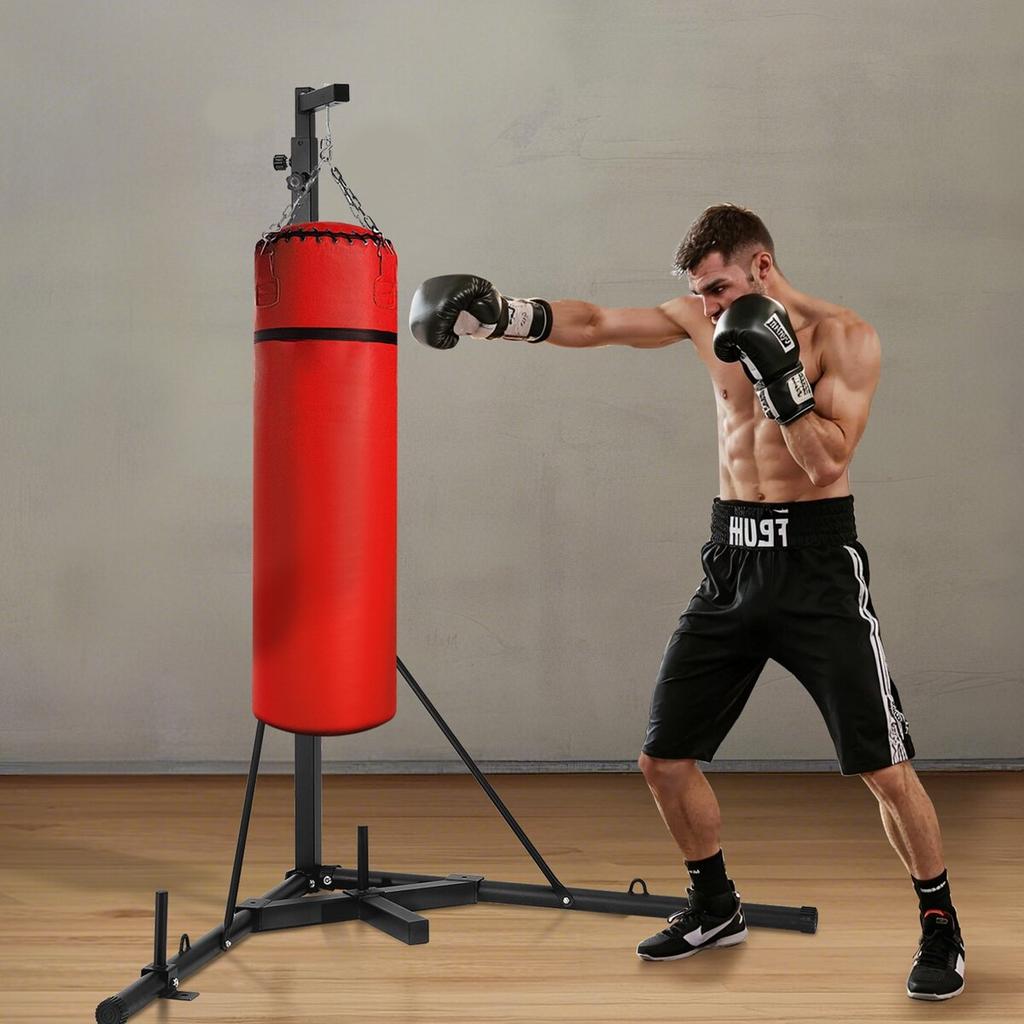 Heavy Duty Punching Bag Frame Boxing Fitness Stand Steel Adjustable Height