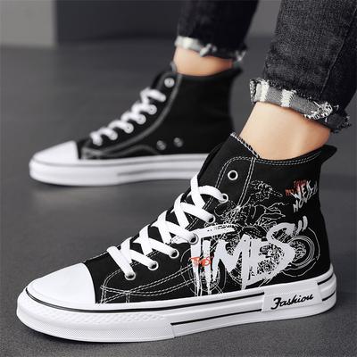 High-top Canvas Alphabet Board Shoes Spring Fashion New Platform Casual Shoes Breathable Comfortable Versatile Sports Men's Shoes