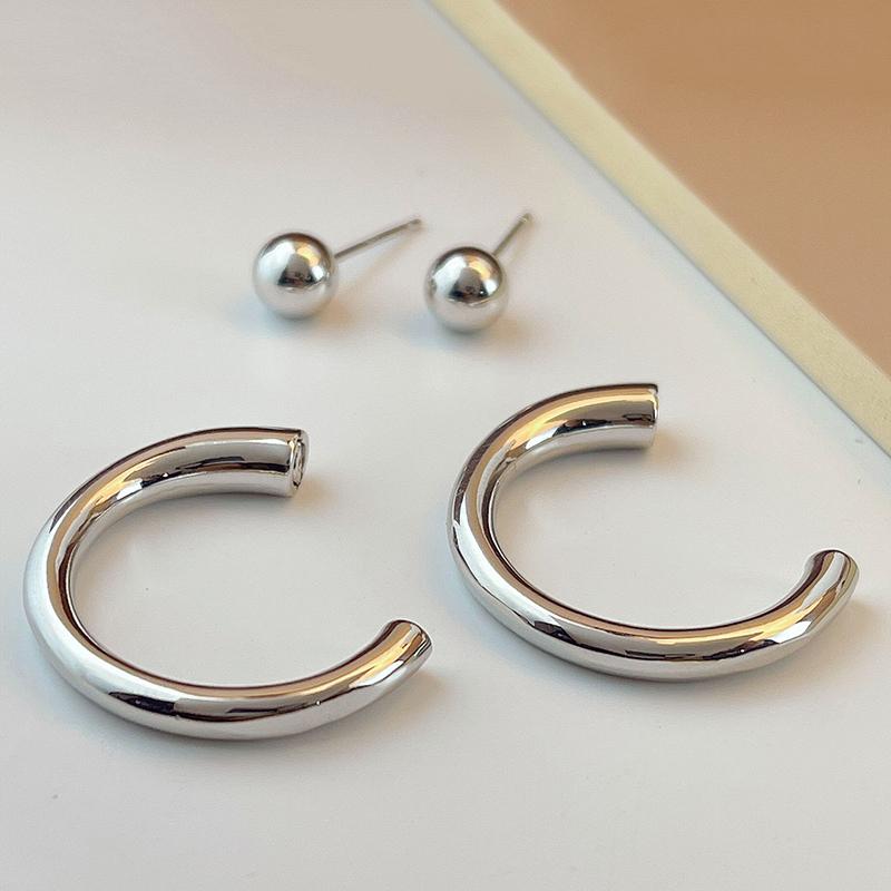 New Creative Copper Reversible C-shaped Metal Earrings for ladies Simple Two Wear way High Quality Jewelry Gift for Women