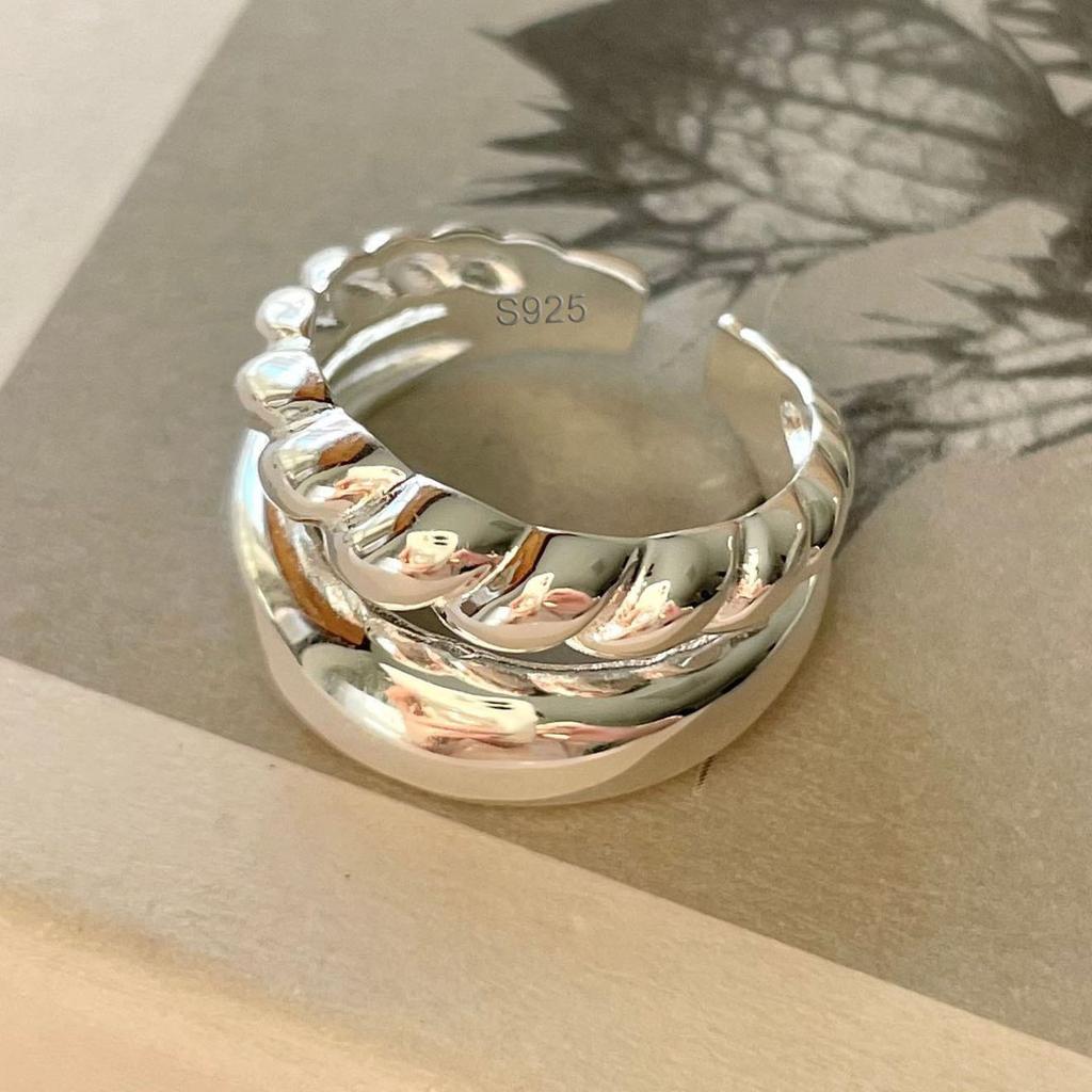 925 Sterling Silver Rings For Women Geometric Fine Jewelry Finger Adjustable Gold Interware CZ Ring For Party Birthday Gift