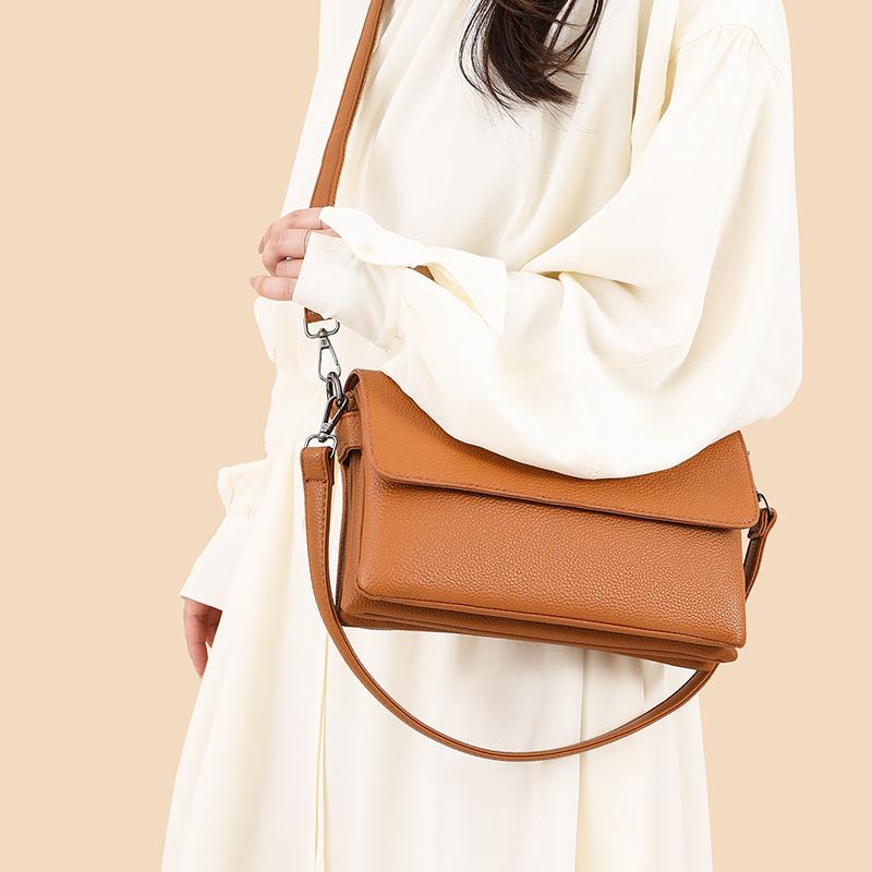00% Genuine Leather Handbag Luxury Fashion Women Shoulder Messenger Bag Solid Color Cowhide Sac Fashion Female Crossbody Tote