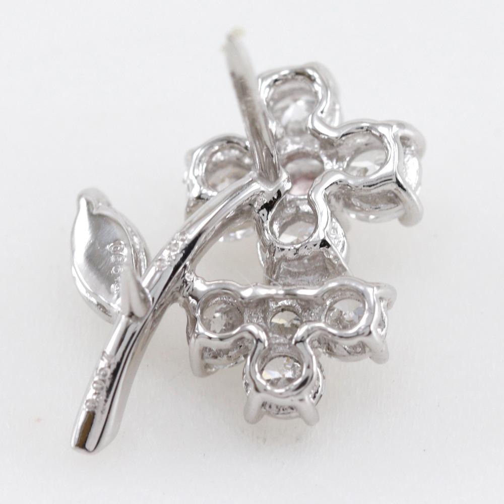 flour Brooch Pt900Platinum/diamond flour 3.5g Women Used