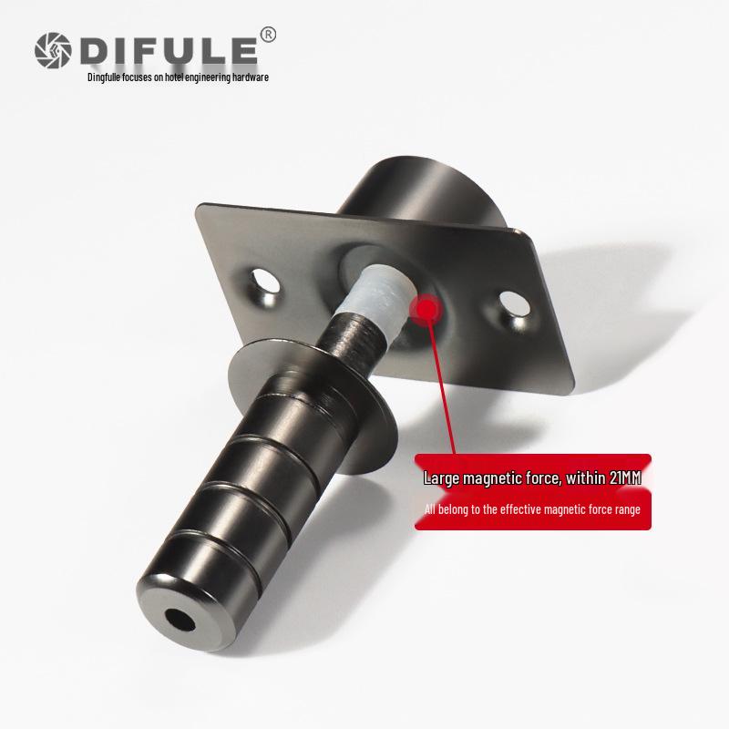 

Invisible Stainless Steel Door Stopper - Anti-Collision, Concealed Black Design with Automatic Closer for Bedrooms Invisible Door Stopper (Short)