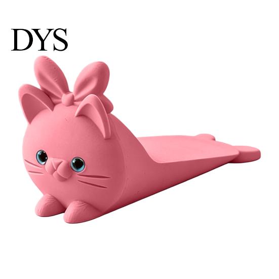 Portable Door Security Wedge 3D Printed Cute Cat Stopper, Non-Slip Cartoon Holder, Stop Decorative for Wood Floors Home Protection No Drill Stopper