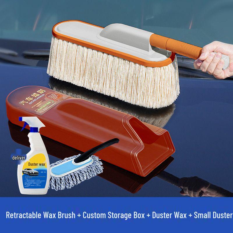Car Dust and Snow Cleaning Brush with Retractable Rod