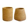 Huaqianguhh Faux Rattan Pen Holder, Woven Style Makeup Brush Boho Desktop Organizer, Multi-functional Resin Pencil Cup for Home Office